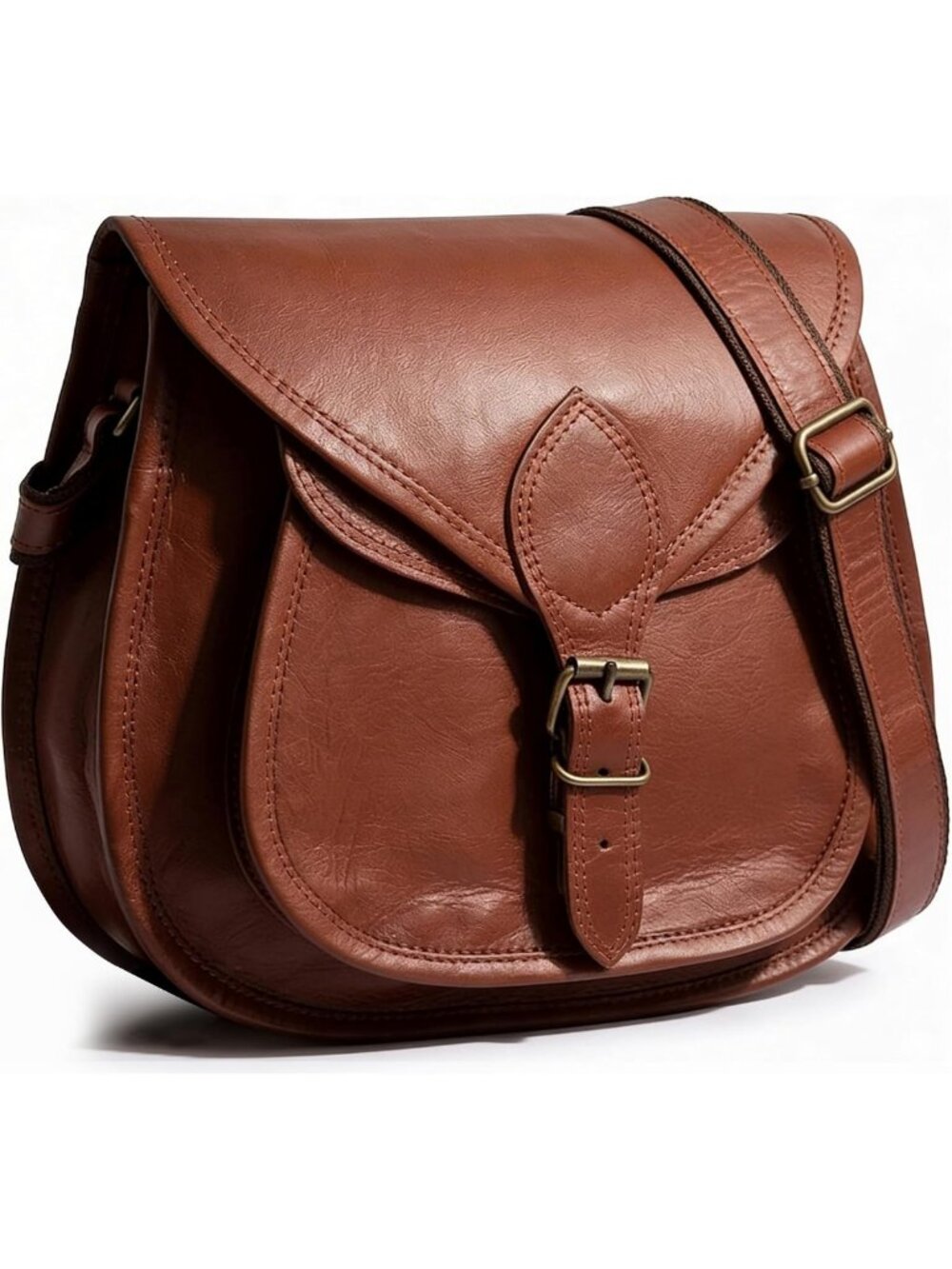 Vintage Leather Crossbody Bag for Women - Stylish Travel Satchel Purse
